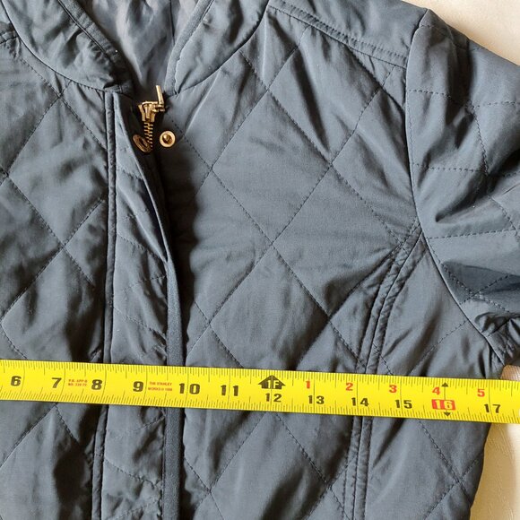 Navy Quilted Zipped Coat With Golden Buttons, Women's Size S - Picture 6 of 8